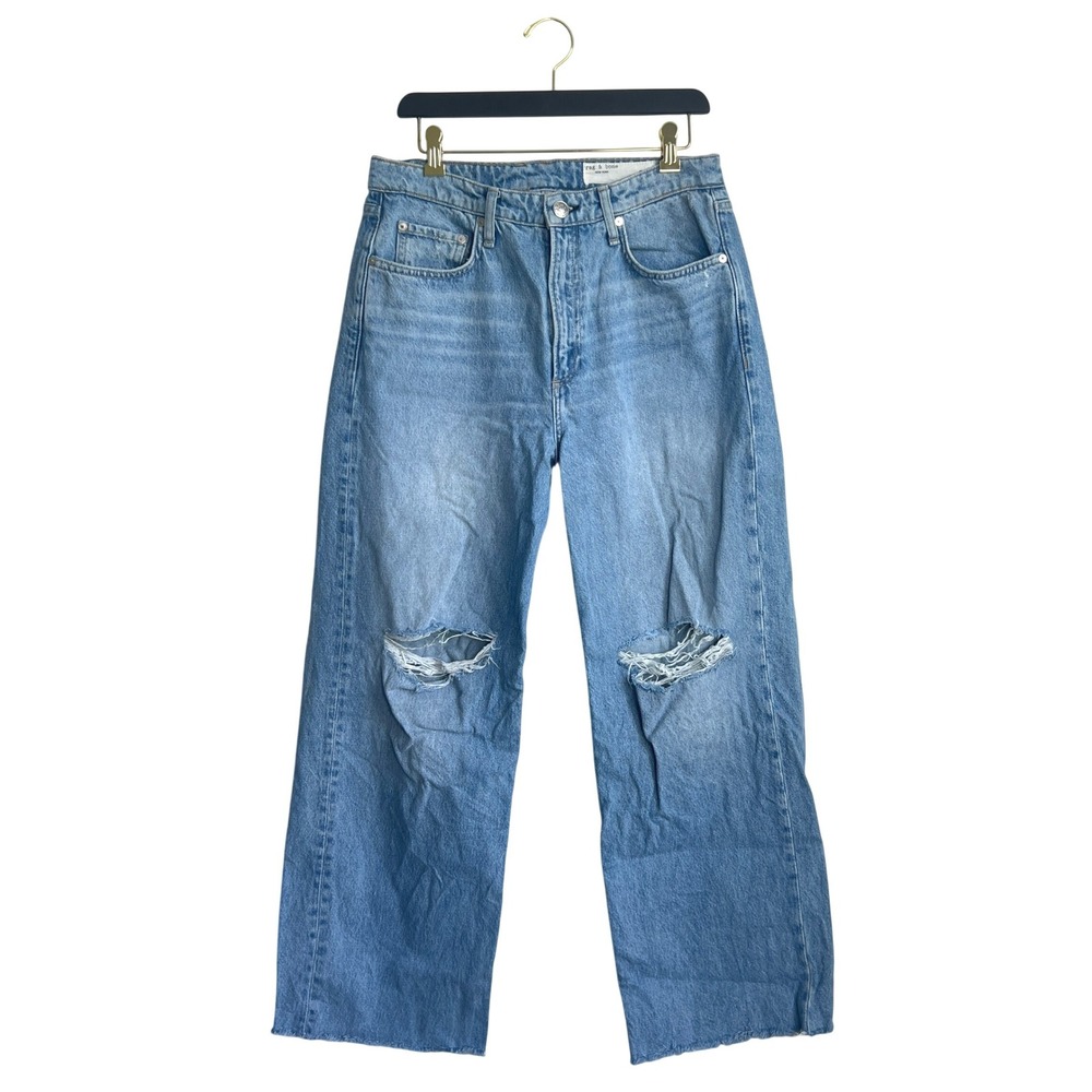Rag & Bone Logan Wide Leg Jeans‎ Ludlow Light Wash Ripped Knee 30 WDD25S2935RGLH